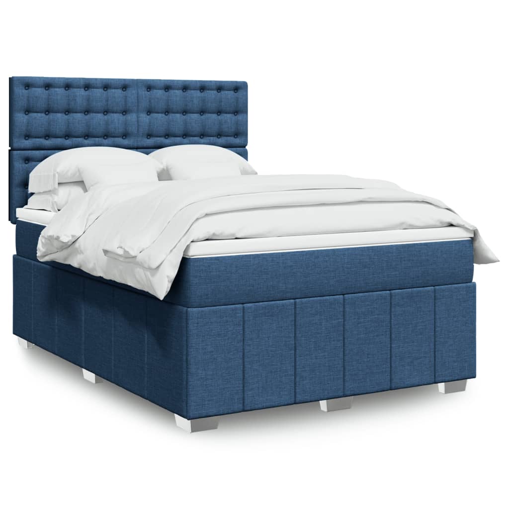 Boxspring met matras stof blauw 140x200 cm is nu te koop bij PeponiXL, paradijselijk wonen!