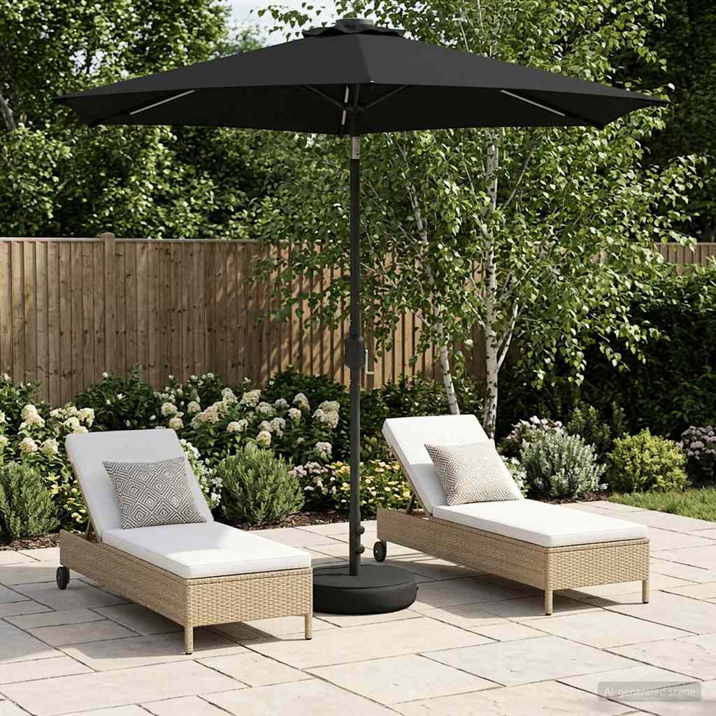 Tuinparasol met LED-lampen en voet 230 x 230 cm Polyester Zwart is nu te koop bij PeponiXL, paradijselijk wonen!