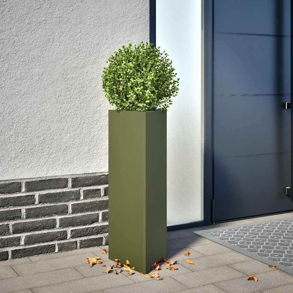 Plantenbak driehoek 30x26x75 cm staal olijfgroen is nu te koop bij PeponiXL, paradijselijk wonen!