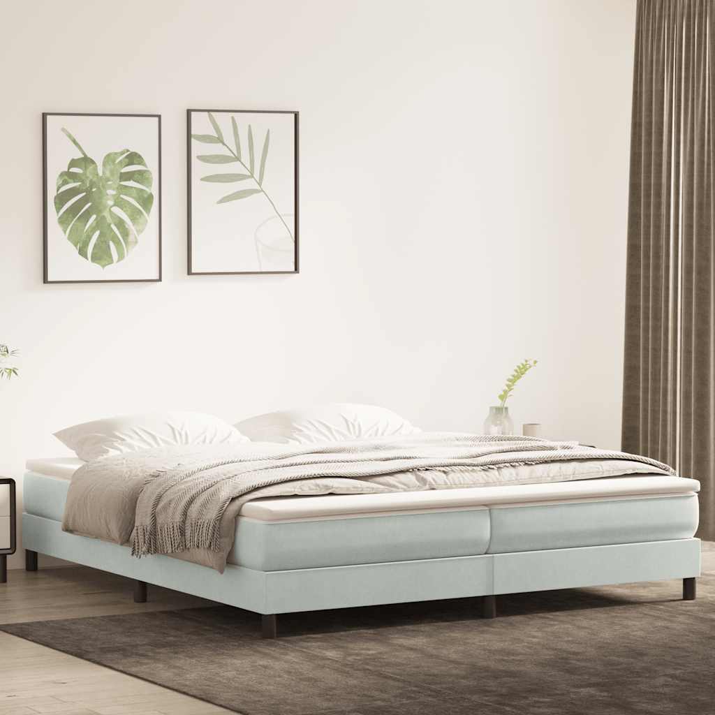 Boxspring zonder matras fluweel lichtgrijs 200x210 cm is nu te koop bij PeponiXL, paradijselijk wonen!