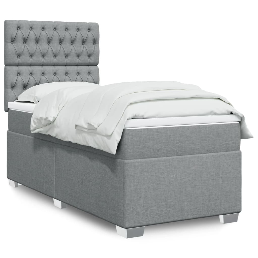 Boxspring met matras stof lichtgrijs 80x200 cm is nu te koop bij PeponiXL, paradijselijk wonen!