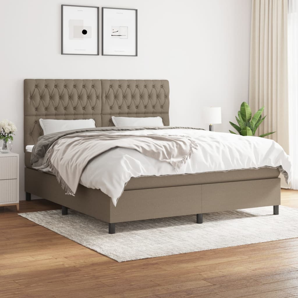 Boxspring met matras stof taupe 180x200 cm is nu te koop bij PeponiXL, paradijselijk wonen!