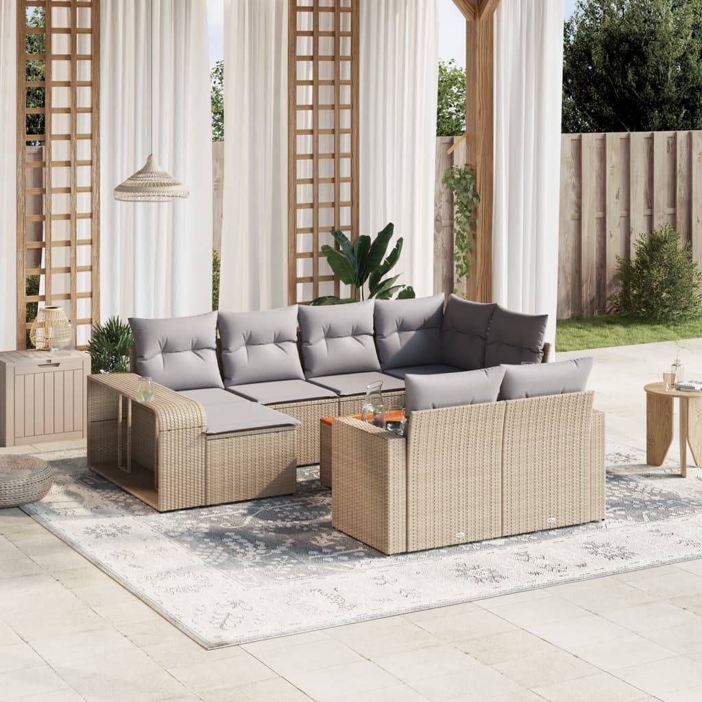 11-delige Tuinset met kussens poly rattan beige is nu te koop bij PeponiXL, paradijselijk wonen!