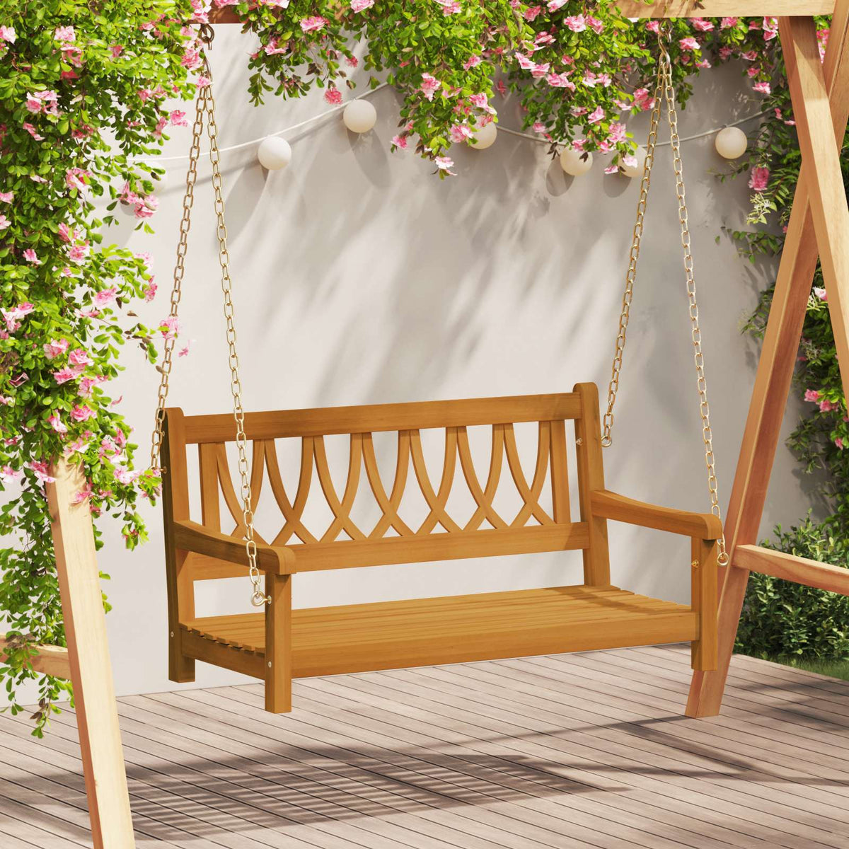 Tuin Hangbank Naturel 110 x 56 x 58 cm Massief Acaciahout is nu te koop bij PeponiXL, paradijselijk wonen!