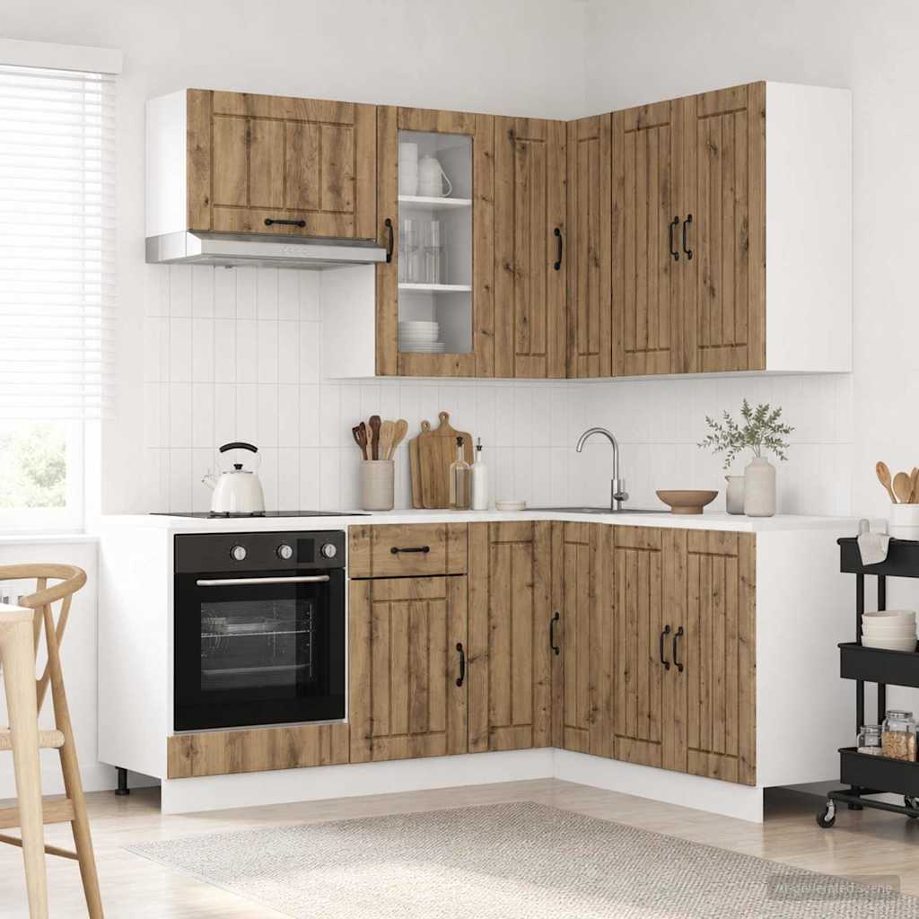 Keukenblok LUCCA 8 pcs Artisanaal eiken Bewerkt hout is nu te koop bij PeponiXL, paradijselijk wonen!