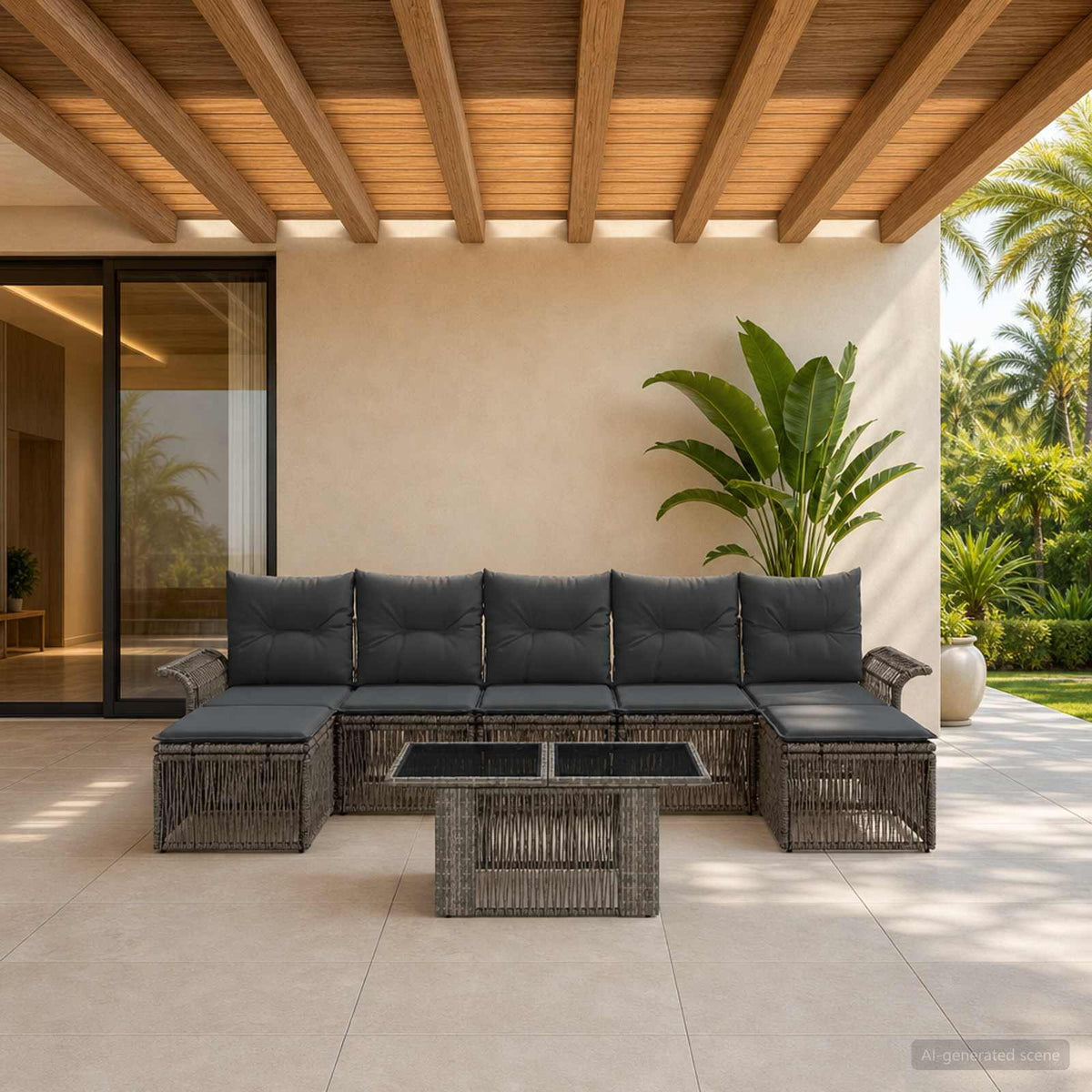 Tuinbankenset 8 st Grijs en Donkergrijs poly rattan is nu te koop bij PeponiXL, paradijselijk wonen!