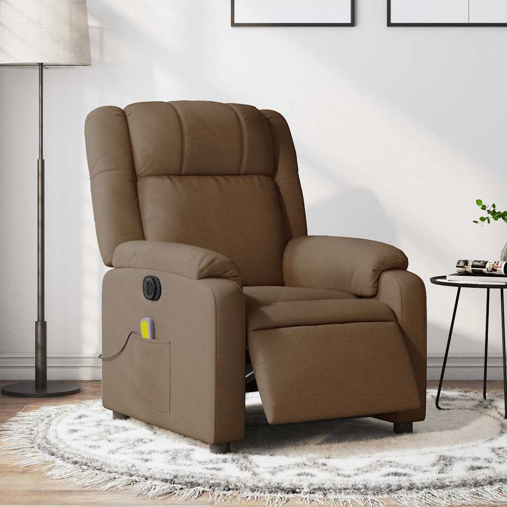 Massagestoel elektrisch verstelbaar stof bruin is nu te koop bij PeponiXL, paradijselijk wonen!