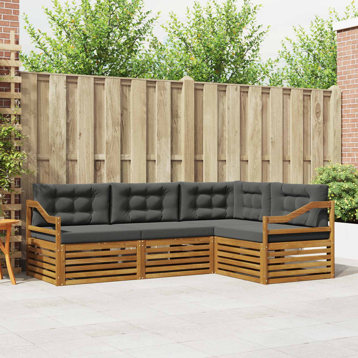Buiten bankenset met kussen 4 pcs Natuurlijk en Antraciet is nu te koop bij PeponiXL, paradijselijk wonen!