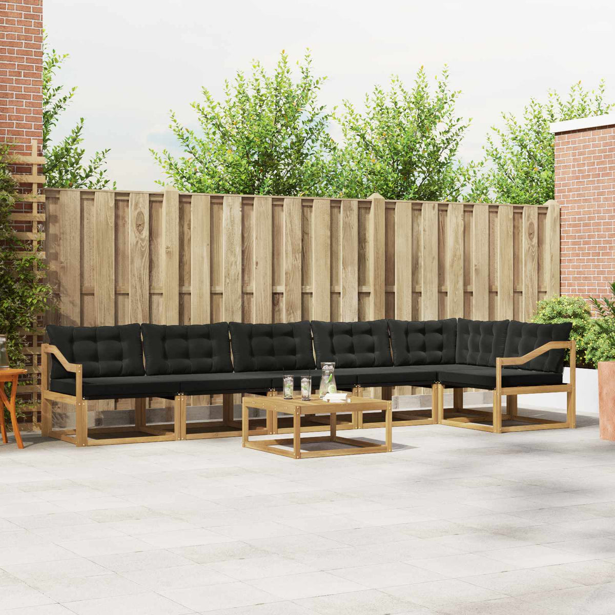 Buiten bankenset 7 pcs Wit en zwart 79 x 79 x 37 cm is nu te koop bij PeponiXL, paradijselijk wonen!