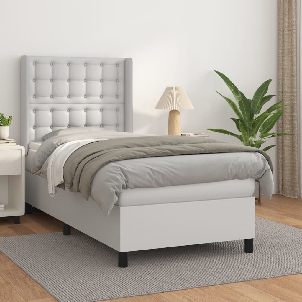 Boxspring met matras kunstleer wit 90x190 cm is nu te koop bij PeponiXL, paradijselijk wonen!