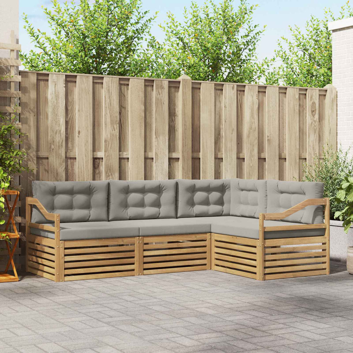 Buiten bankenset 4 pcs Wit en Lichtgrijs 245,5 x 166,5 x 73 cm is nu te koop bij PeponiXL, paradijselijk wonen!