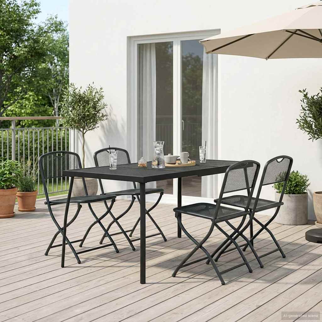 Buitenmeubelset 5 pcs Antracietkleurig Ijzer en Staal is nu te koop bij PeponiXL, paradijselijk wonen!