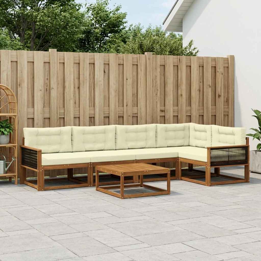 Buiten bankenset met kussen 6 pcs Natuurlijk en Crème is nu te koop bij PeponiXL, paradijselijk wonen!