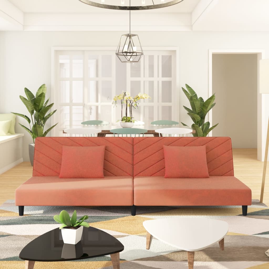 Slaapbank 2-zits met 2 kussens fluweel roze is nu te koop bij PeponiXL, paradijselijk wonen!