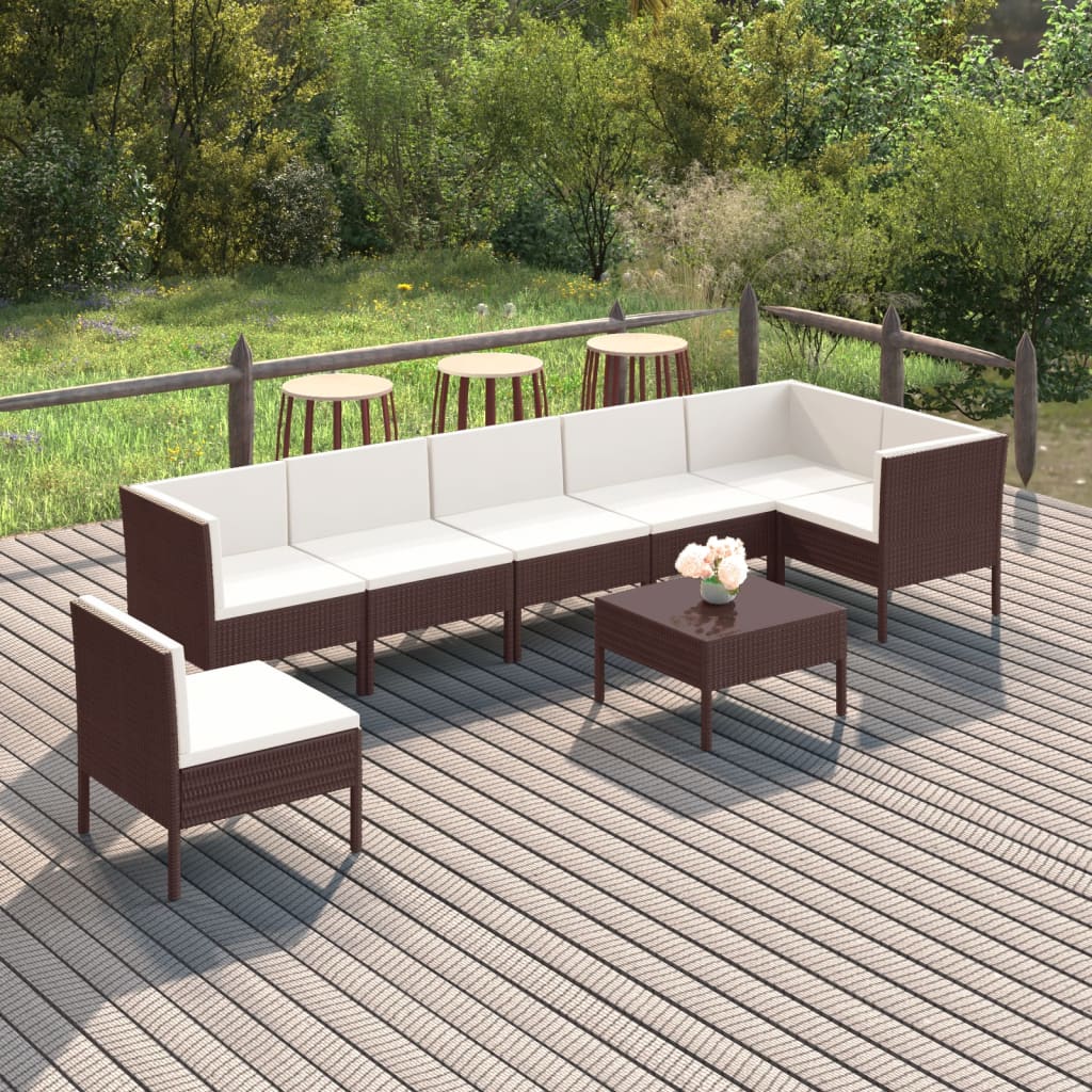 8-delige Loungeset met kussens poly rattan bruin is nu te koop bij PeponiXL, paradijselijk wonen!