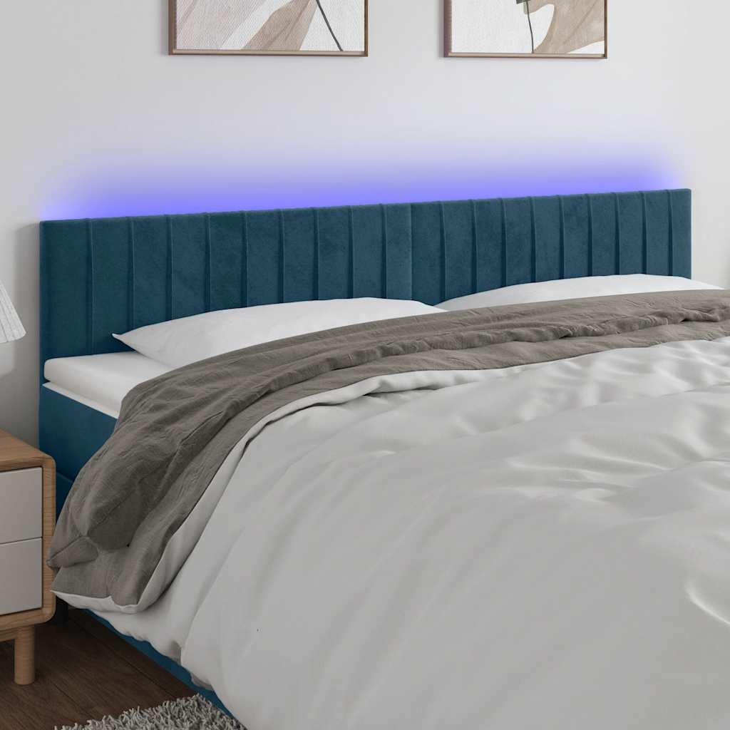 Hoofdbord LED 180x5x78/88 cm fluweel donkerblauw is nu te koop bij PeponiXL, paradijselijk wonen!
