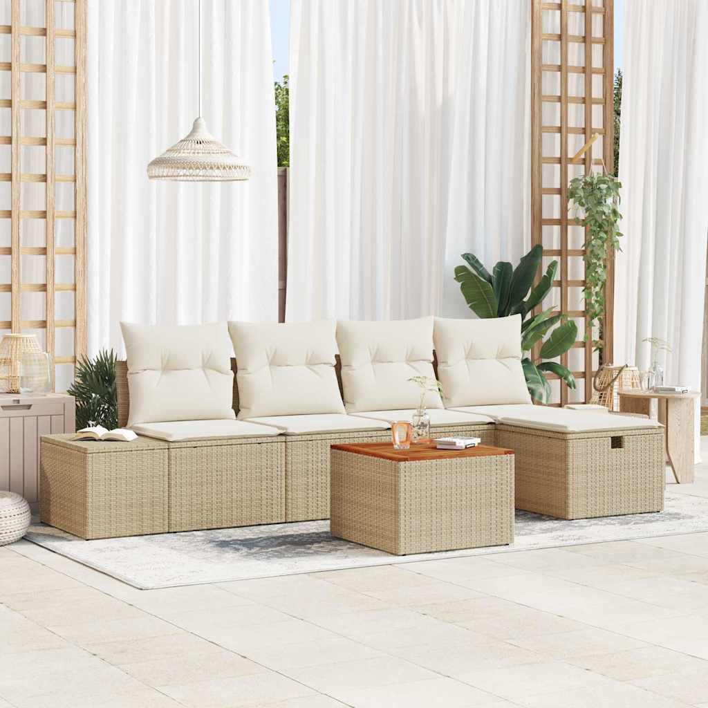 Tuinbankenset 6 st Beige Poly riet is nu te koop bij PeponiXL, paradijselijk wonen!