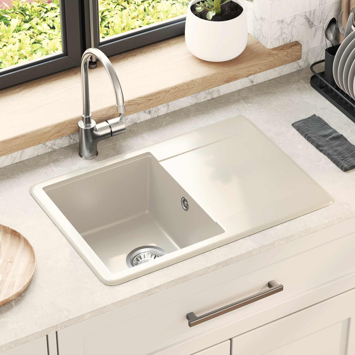 Wasbak Beige 670 x 460 mm 80% Kwarts en 20% Hars is nu te koop bij PeponiXL, paradijselijk wonen!