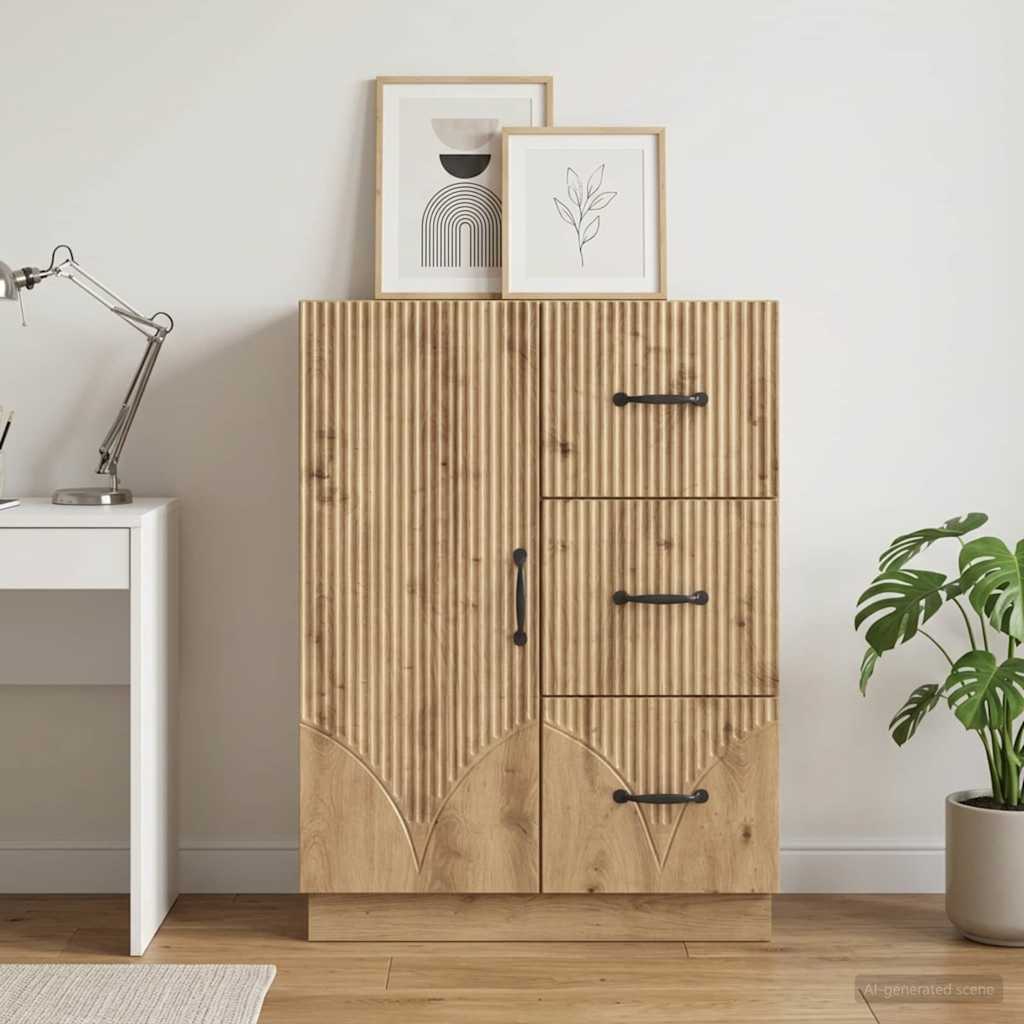 Dressoir Artisanaal eiken 66 x 34,5 x 87 cm Bewerkt hout is nu te koop bij PeponiXL, paradijselijk wonen!