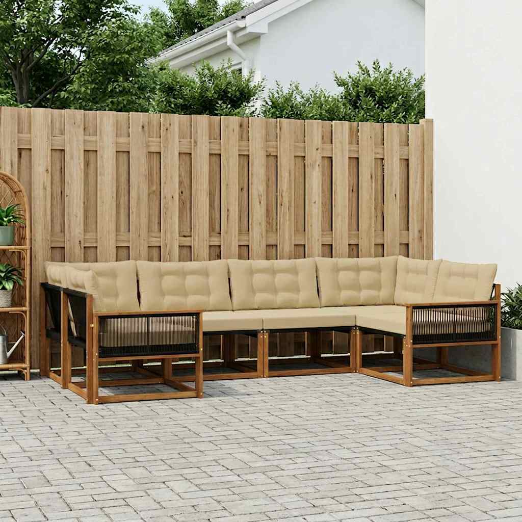 Buiten bankenset met kussen 6 pcs Natuurlijk en Beige is nu te koop bij PeponiXL, paradijselijk wonen!