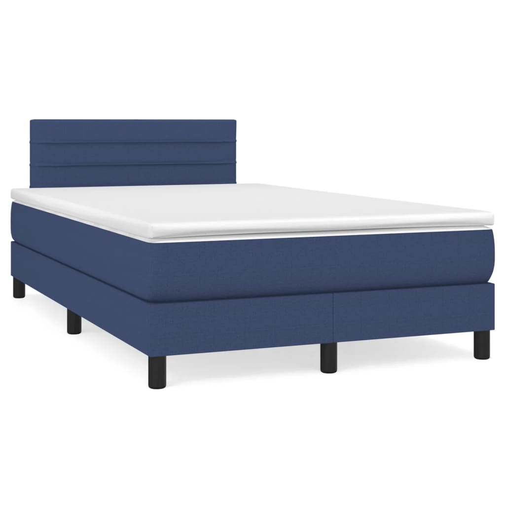 Boxspring met matras en LED stof blauw 120x190 cm is nu te koop bij PeponiXL, paradijselijk wonen!