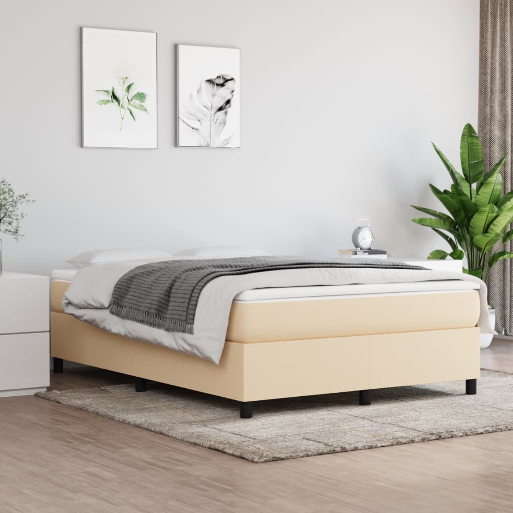 Boxspring met matras stof crèmekleurig 140x190 cm is nu te koop bij PeponiXL, paradijselijk wonen!