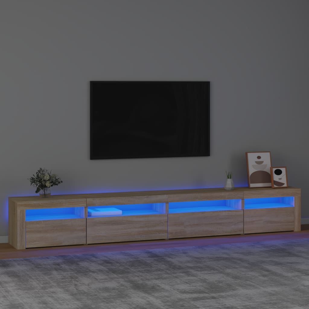 Tv-meubel met LED-verlichting 270x35x40 cm sonoma eikenkleurig is nu te koop bij PeponiXL, paradijselijk wonen!