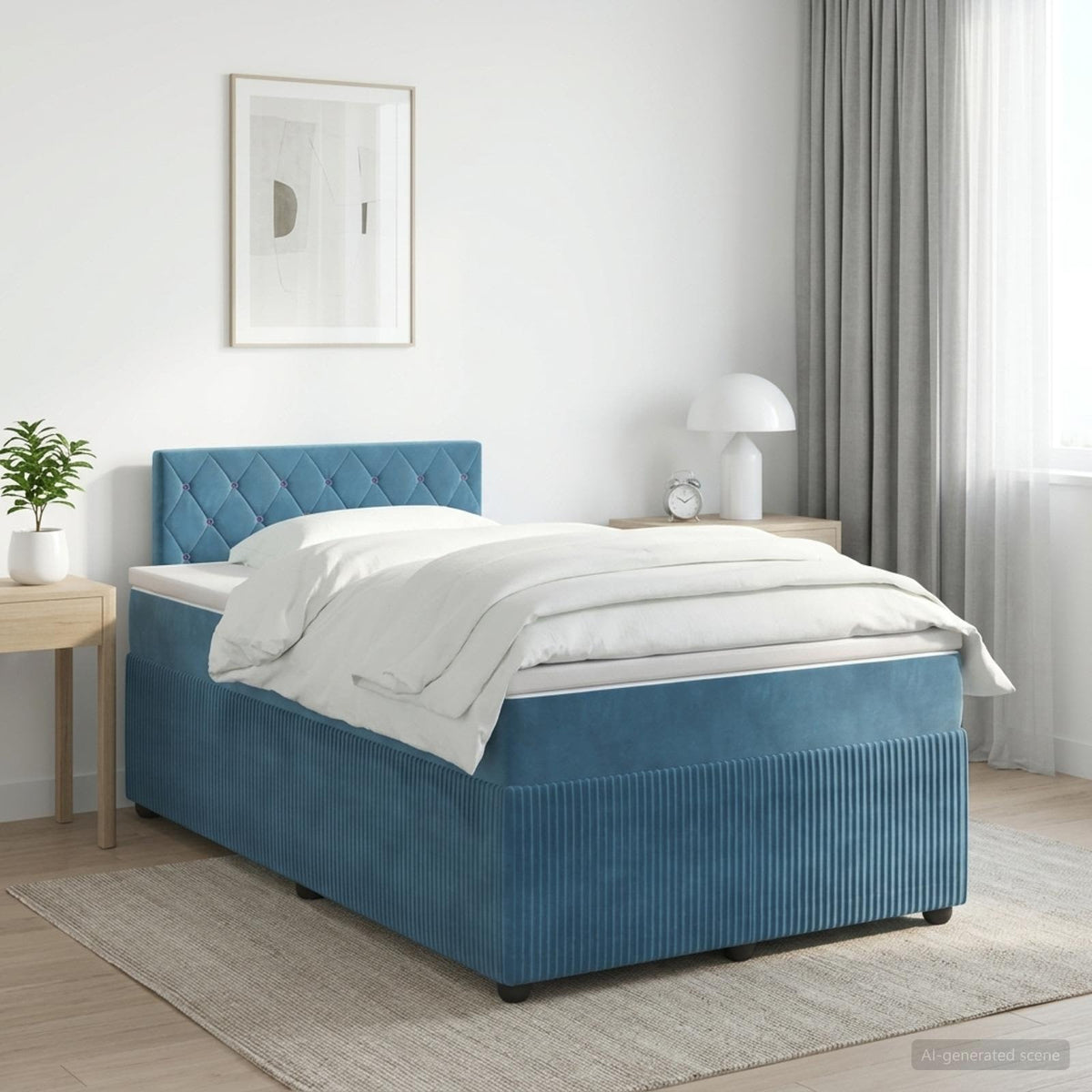 Boxspringbed met matras Donkerblauw 120 x 200 cm Fluweel is nu te koop bij PeponiXL, paradijselijk wonen!
