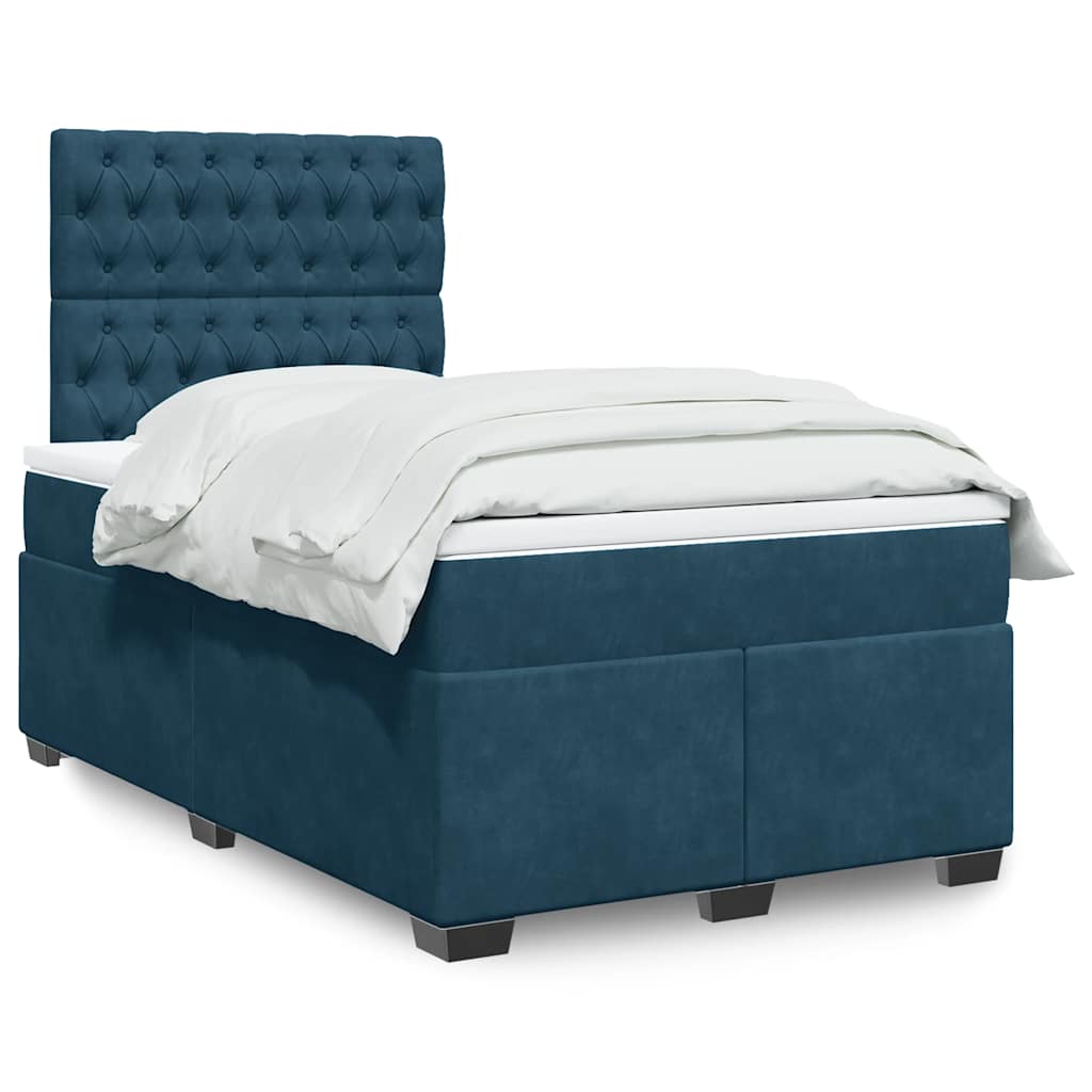 Boxspring met matras fluweel blauw 120x200 cm is nu te koop bij PeponiXL, paradijselijk wonen!