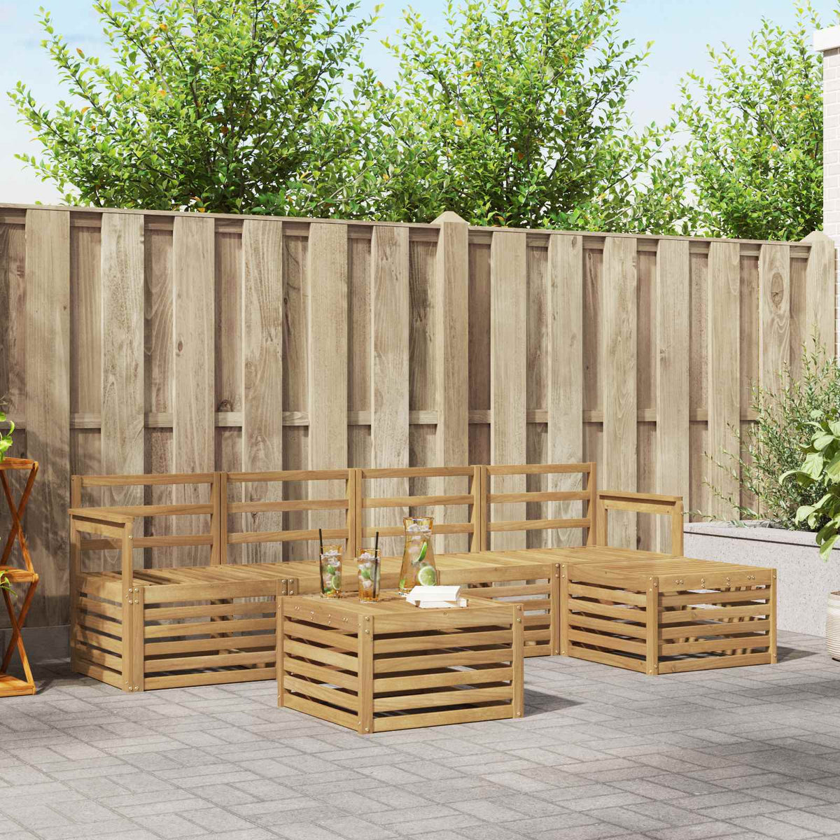 Buiten bankenset 6 pcs Wit 59 x 59 x 37 cm Massief Acaciahout is nu te koop bij PeponiXL, paradijselijk wonen!