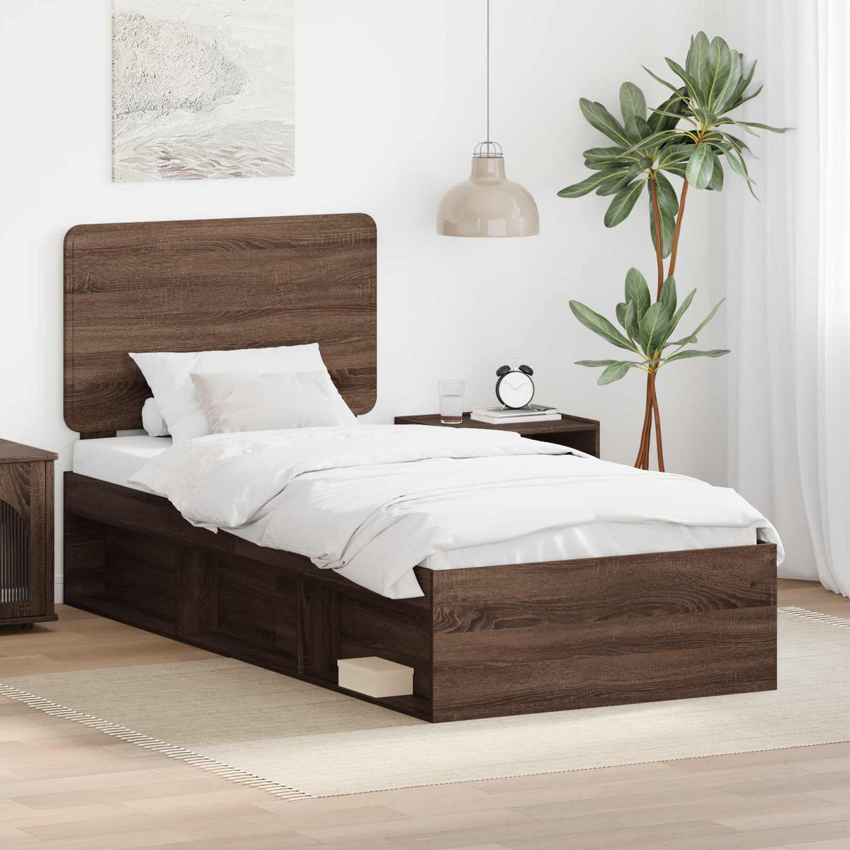 Bedframe Bruin Eiken 75 x 190 cm Massief grenenhout is nu te koop bij PeponiXL, paradijselijk wonen!