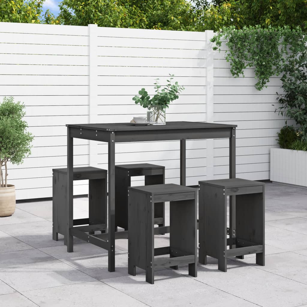 5-delige Tuinbarset massief grenenhout grijs is nu te koop bij PeponiXL, paradijselijk wonen!