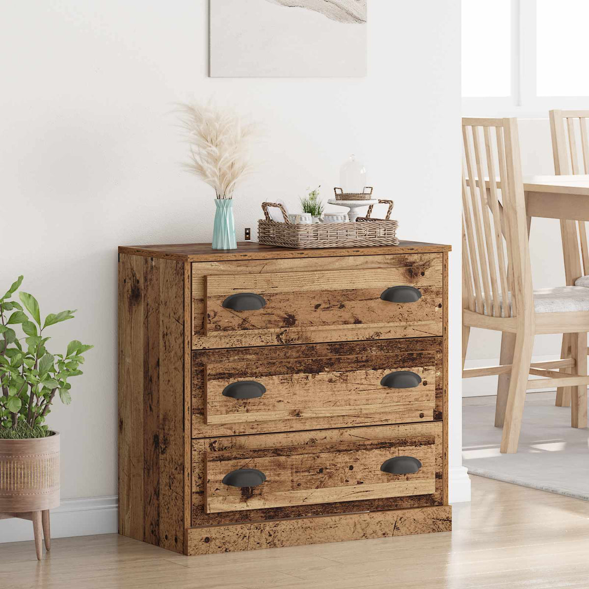 Dressoir met lade Oud Hout 70 x 35,5 x 67,5 cm Bewerkt hout is nu te koop bij PeponiXL, paradijselijk wonen!