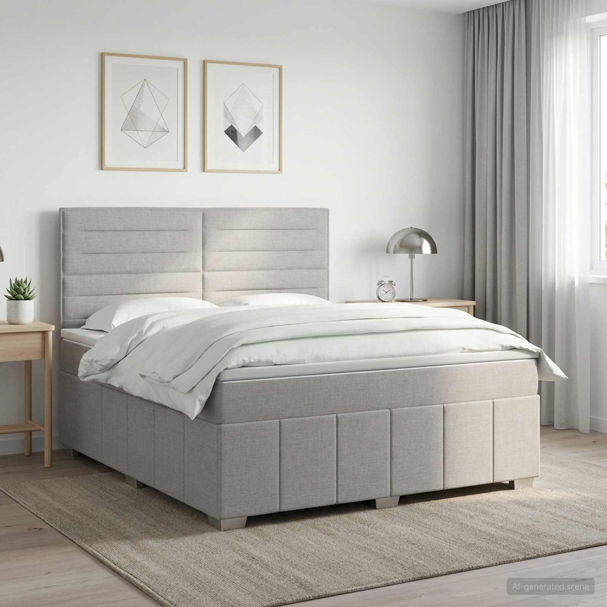 Boxspringbed met matras Lichtgrijs 140 x 190 cm Stof is nu te koop bij PeponiXL, paradijselijk wonen!