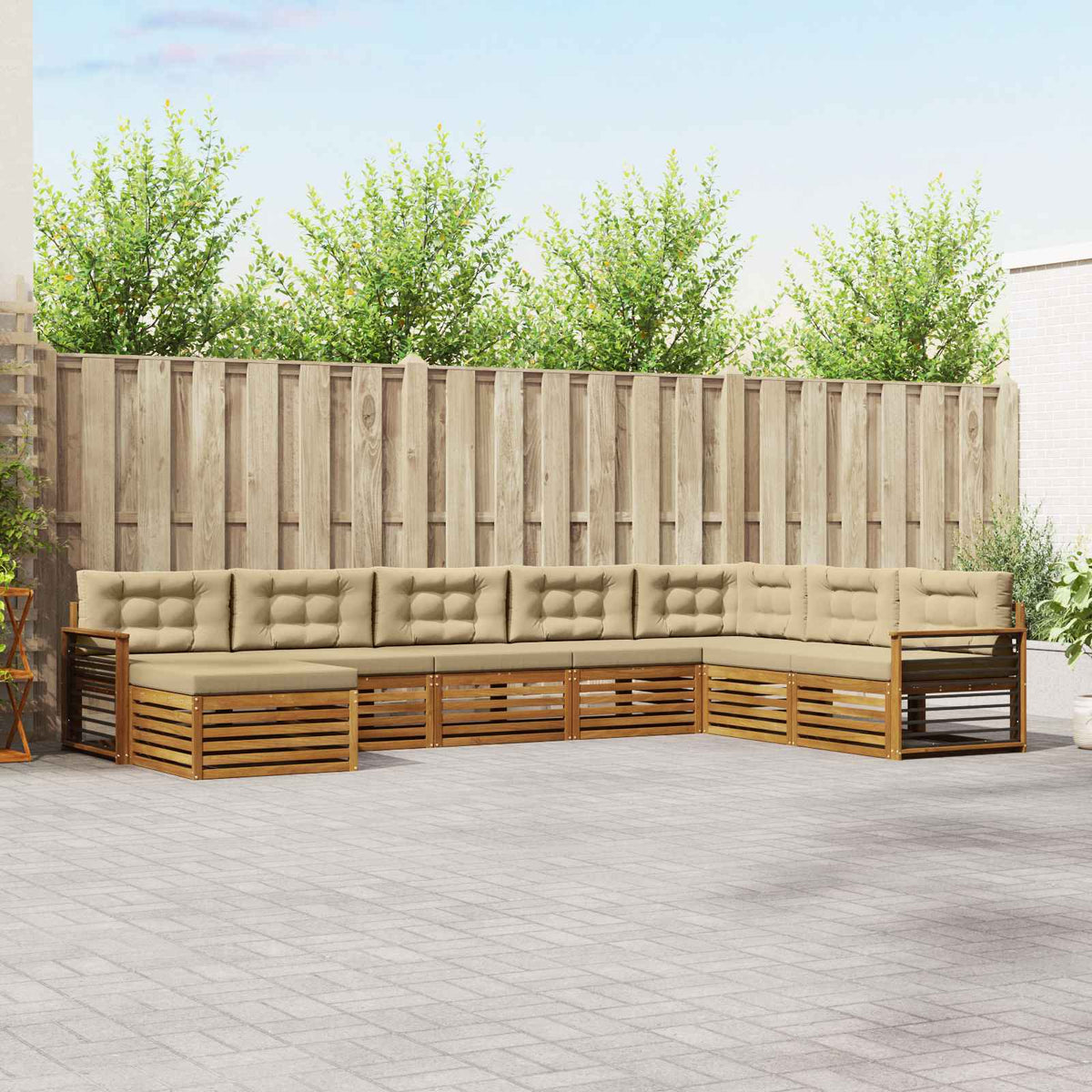 Buiten bankenset met kussen 8 pcs Natuurlijk en Beige is nu te koop bij PeponiXL, paradijselijk wonen!