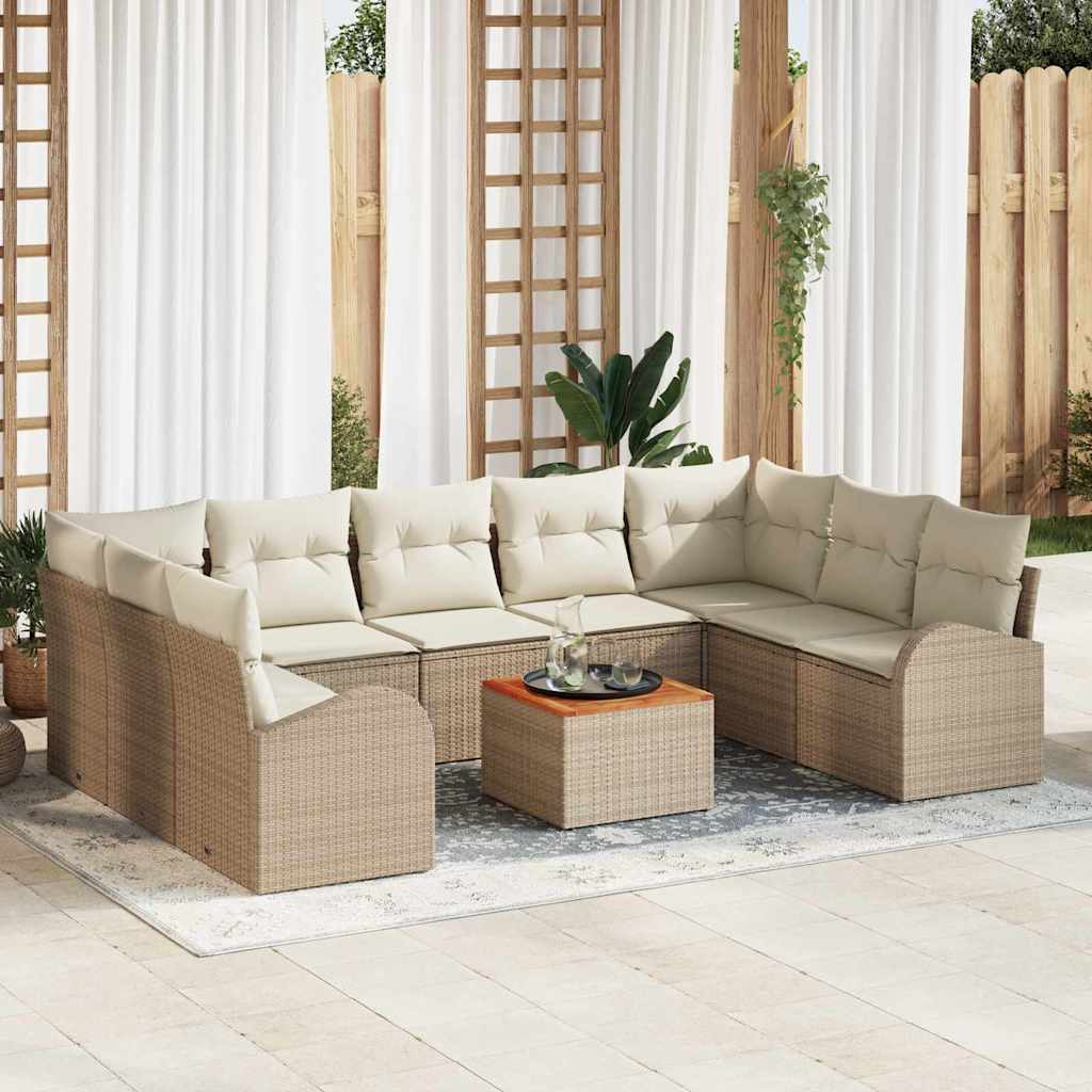 Tuinbankenset 10 st Beige en Crème poly rattan is nu te koop bij PeponiXL, paradijselijk wonen!