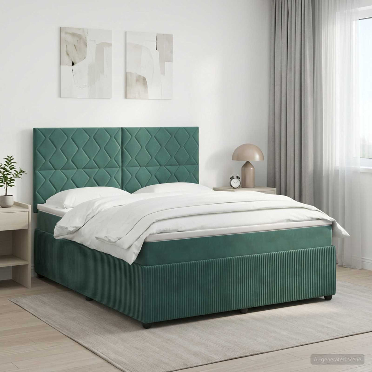 Boxspringbed met matras Donkergroen 140 x 190 cm Fluweel is nu te koop bij PeponiXL, paradijselijk wonen!