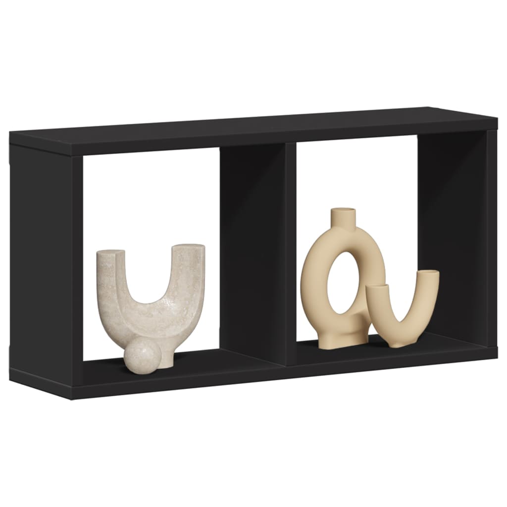 Wandkast 60x16x30 cm bewerkt hout zwart is nu te koop bij PeponiXL, paradijselijk wonen!