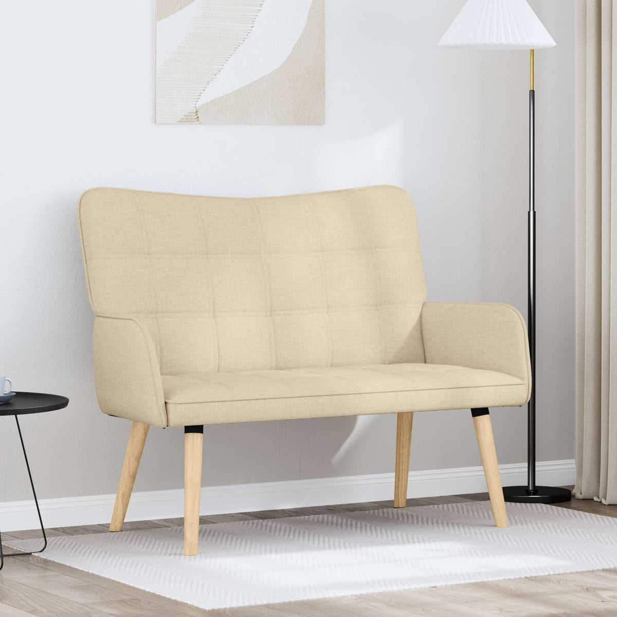 Twee Persoons Sofa Crème 115 x 61 x 87 cm Stof is nu te koop bij PeponiXL, paradijselijk wonen!