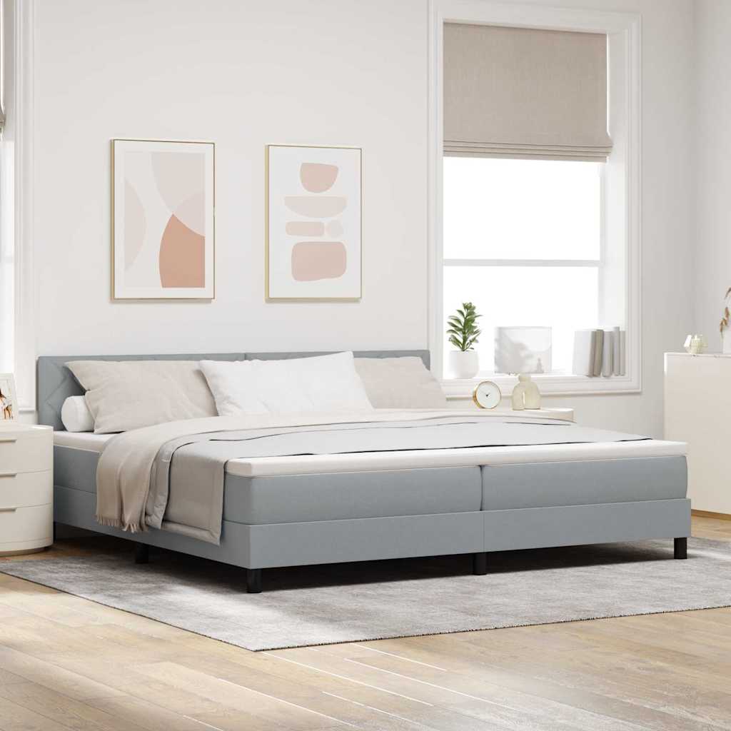 Boxspringbed met kussen Lichtgrijs 200 x 200 cm Stof is nu te koop bij PeponiXL, paradijselijk wonen!