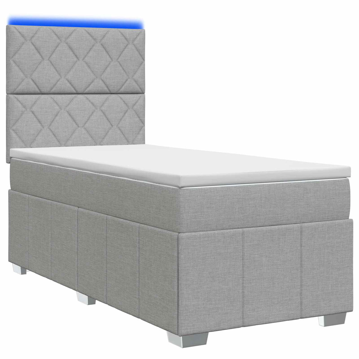 LED Boxspring Bed met Matras Lichtgrijs 100 x 200 cm Stof is nu te koop bij PeponiXL, paradijselijk wonen!