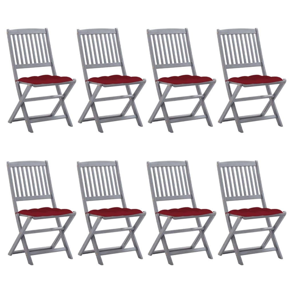 Tuinstoelen 8 st inklapbaar met kussens massief acaciahout is nu te koop bij PeponiXL, paradijselijk wonen!
