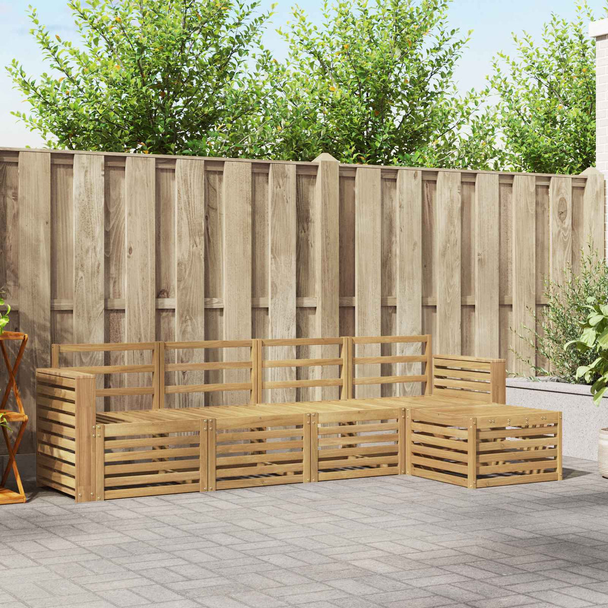 Buiten bankenset 5 pcs Wit 257 x 122,5 x 73 cm is nu te koop bij PeponiXL, paradijselijk wonen!