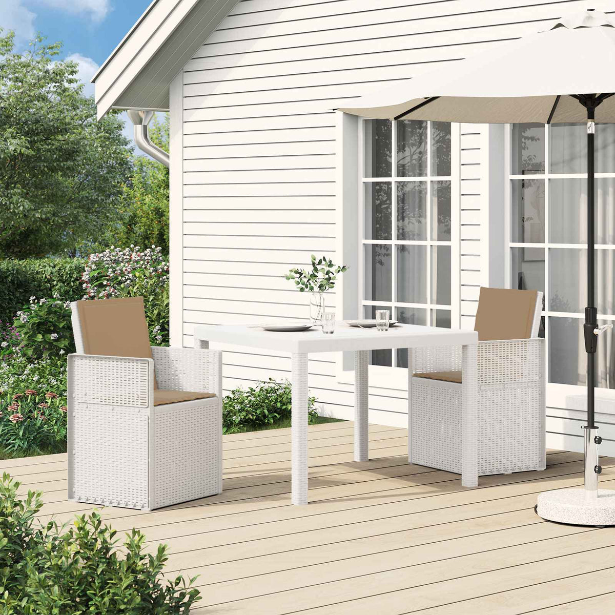 Tuin eettafelset 3 st Wit en Taupe PP is nu te koop bij PeponiXL, paradijselijk wonen!
