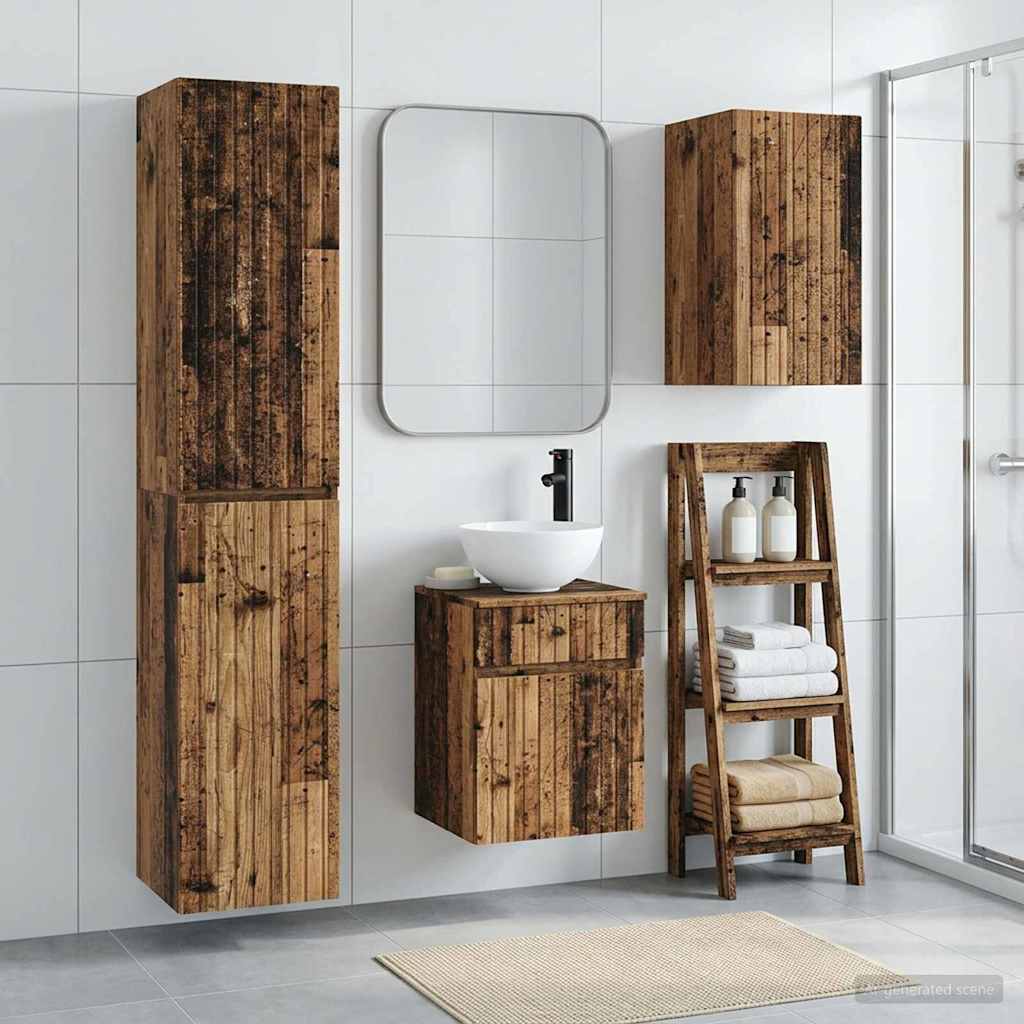 Badkamermeubelset 3 st Oud hout 33 x 34,5 x 160 cm Bewerkt hout is nu te koop bij PeponiXL, paradijselijk wonen!