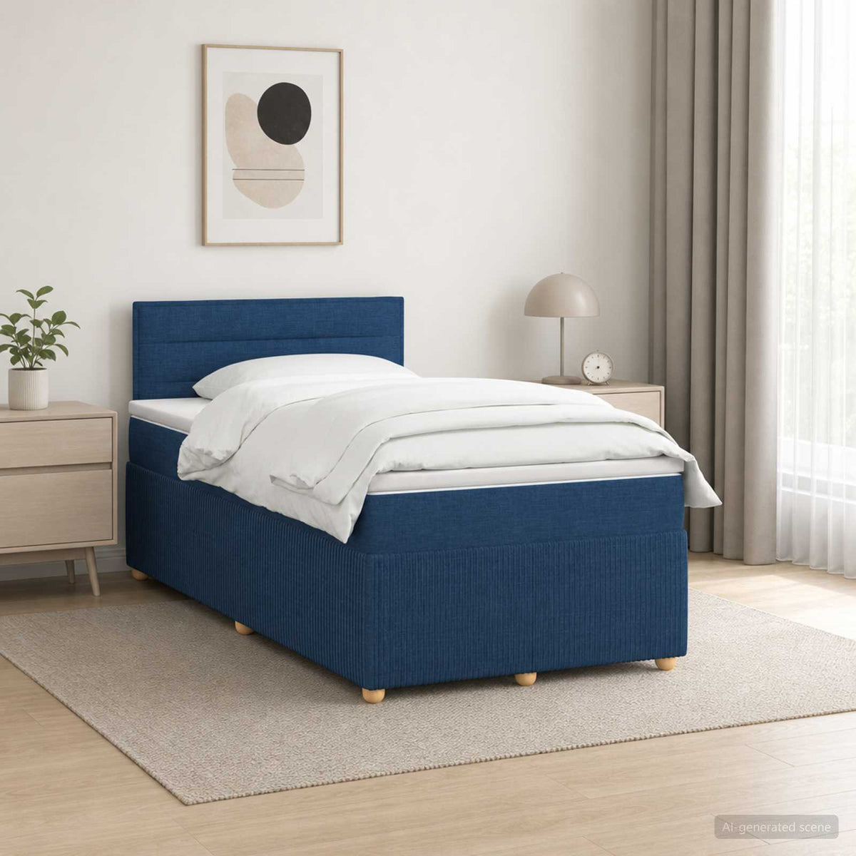 Boxspringbed met matras met hoofdeinde Blauw 120 x 200 cm Stof is nu te koop bij PeponiXL, paradijselijk wonen!