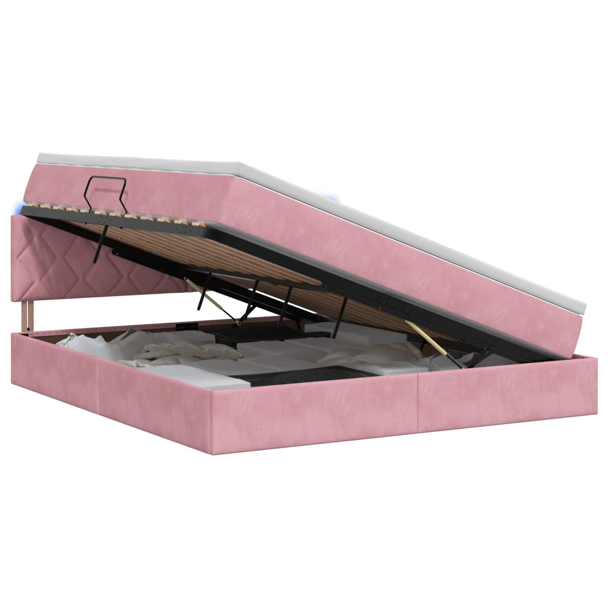 LED Opslagbed met Matras Roze 180 x 200 cm Fluweel is nu te koop bij PeponiXL, paradijselijk wonen!