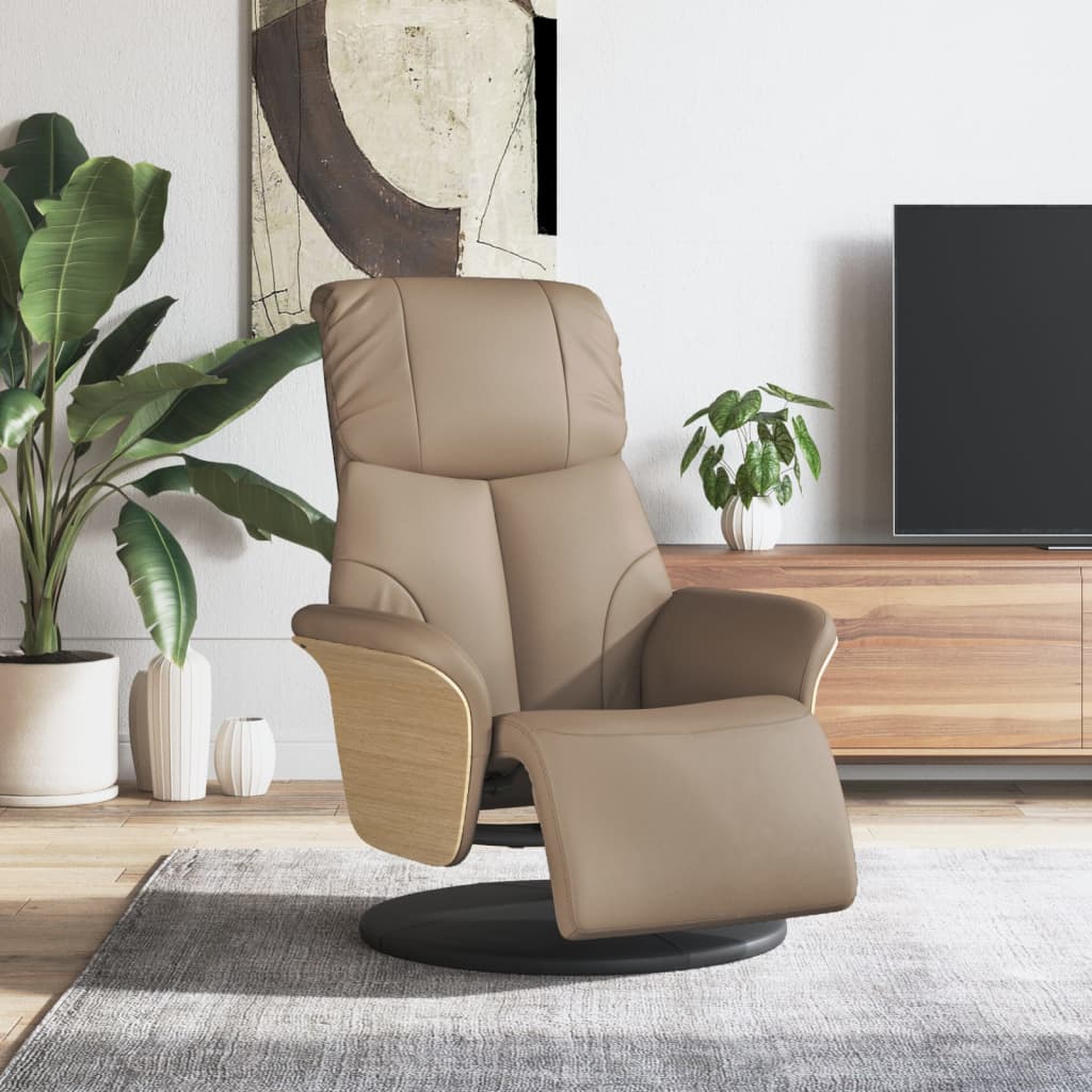 Fauteuil verstelbaar met voetensteun kunstleer cappuccinokleur is nu te koop bij PeponiXL, paradijselijk wonen!