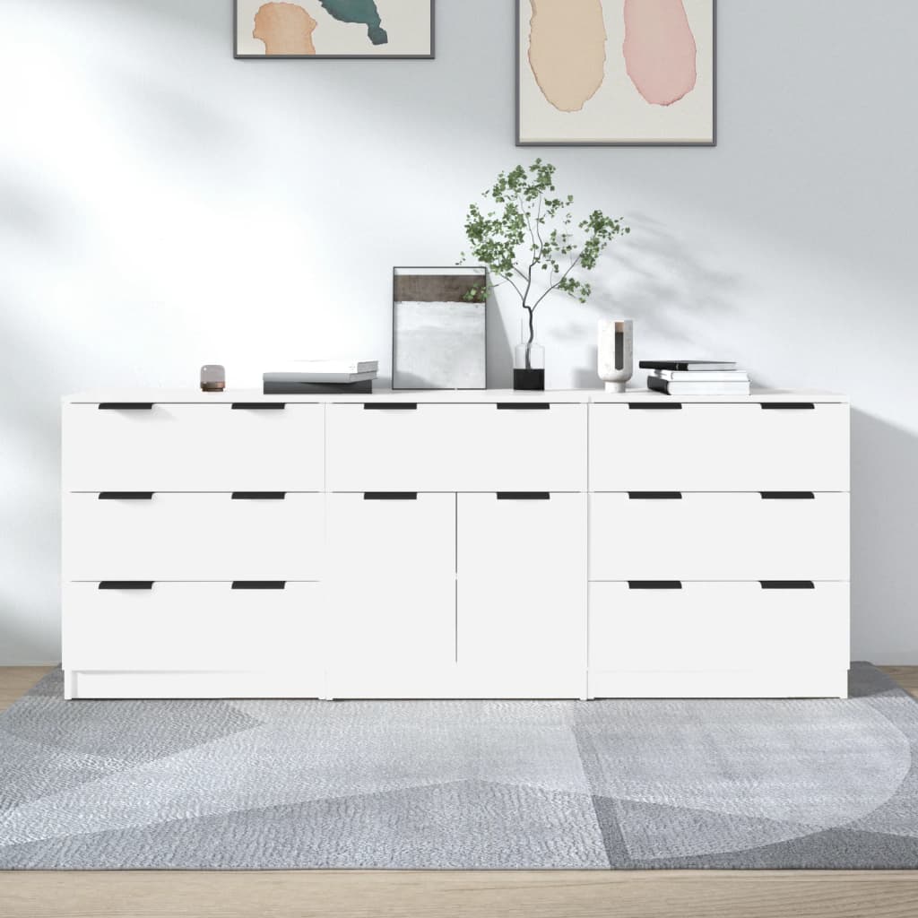 3-delige Dressoirs bewerkt hout wit is nu te koop bij PeponiXL, paradijselijk wonen!