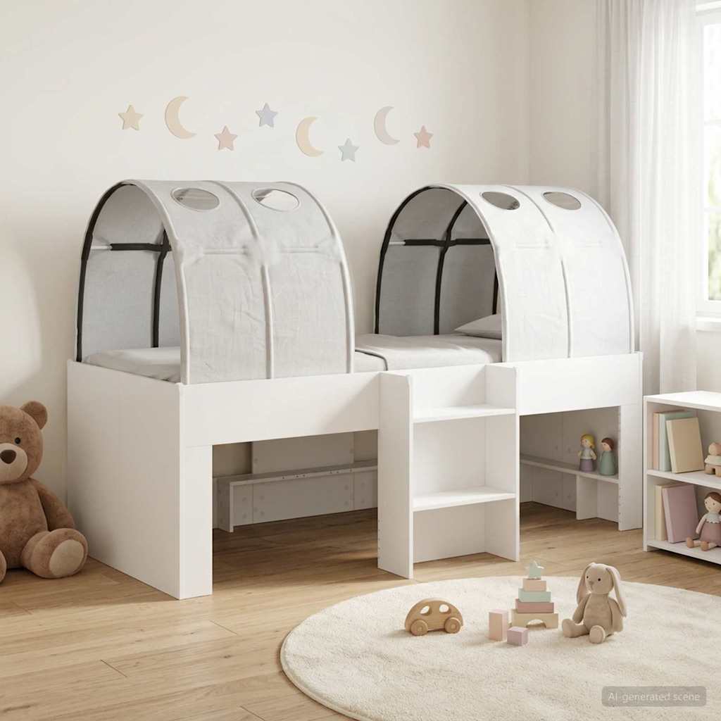 Bed met Tunnel 3 st Wit Bewerkt hout is nu te koop bij PeponiXL, paradijselijk wonen!